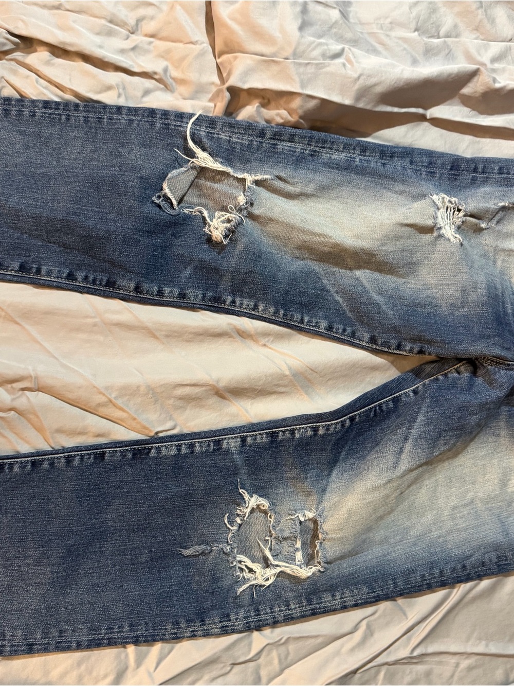 Ag Adriano Goldschmied High Rise Distressed Blue Jeans